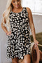Leopard Print U Neck Sleeveless High Waist Dress