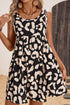 Leopard Print U Neck Sleeveless High Waist Dress
