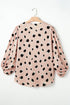 Leopard Print V Neck Bracelet Sleeve Woven Blouse