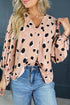 Leopard Print V Neck Bracelet Sleeve Woven Blouse