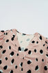 Leopard Print V Neck Bracelet Sleeve Woven Blouse
