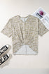 Leopard Print V Neck Half Sleeve Loose Fit Shirt