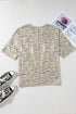 Leopard Print V Neck Half Sleeve Loose Fit Shirt
