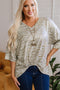 Leopard Print V Neck Half Sleeve Loose Fit Shirt