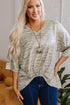 Leopard Print V Neck Half Sleeve Loose Fit Shirt