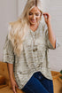 Leopard Print V Neck Half Sleeve Loose Fit Shirt