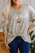Leopard Print V Neck Half Sleeve Loose Fit Shirt