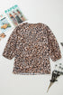 Leopard Print V Neck Half Sleeve Relaxed Blouse