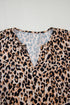 Leopard Print V Neck Half Sleeve Relaxed Blouse