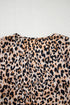 Leopard Print V Neck Half Sleeve Relaxed Blouse