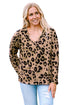 Leopard Print V Neck Long Sleeve Relaxed Fit Top