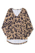 Leopard Print V Neck Long Sleeve Relaxed Fit Top