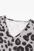 Leopard Print V Neck Long Sleeve Relaxed Fit Top