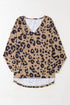 Leopard Print V Neck Long Sleeve Relaxed Fit Top
