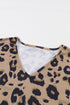 Leopard Print V Neck Long Sleeve Relaxed Fit Top