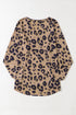 Leopard Print V Neck Long Sleeve Relaxed Fit Top