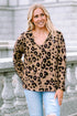 Leopard Print V Neck Long Sleeve Relaxed Fit Top