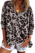 Leopard Print V Neck Long Sleeve Relaxed Fit Top