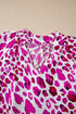 Leopard Print V Neck Puffed Half Sleeve Blouse