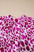 Leopard Print V Neck Puffed Half Sleeve Blouse