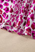 Leopard Print V Neck Puffed Half Sleeve Blouse