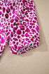 Leopard Print V Neck Puffed Half Sleeve Blouse