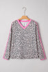 Leopard Print V Neck Varsity Stripe Long Sleeve Top