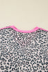 Leopard Print V Neck Varsity Stripe Long Sleeve Top