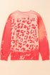 Leopard Print Varsity Graphic Crew Neck Sweatshirt