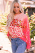 Leopard Print Varsity Graphic Crew Neck Sweatshirt