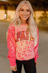 Leopard Print Varsity Graphic Crew Neck Sweatshirt
