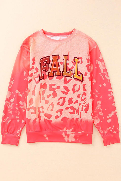 Leopard Print Varsity Graphic Crew Neck Sweatshirt