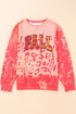 Leopard Print Varsity Graphic Crew Neck Sweatshirt
