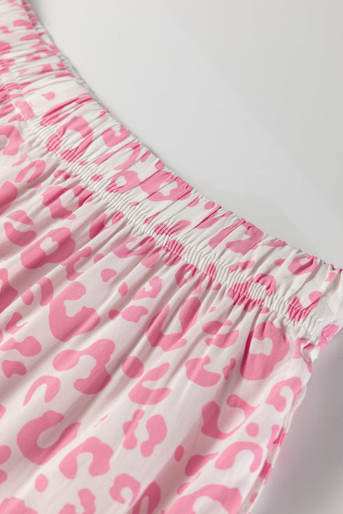 Leopard Print Viscose Button Down Pajama Set