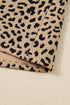 Leopard Print Waffle Knit Split Neck Pullover