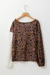 Leopard Print Waffle Knit Twist Hem Top