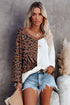 Leopard Print Waffle Knit Twist Hem Top