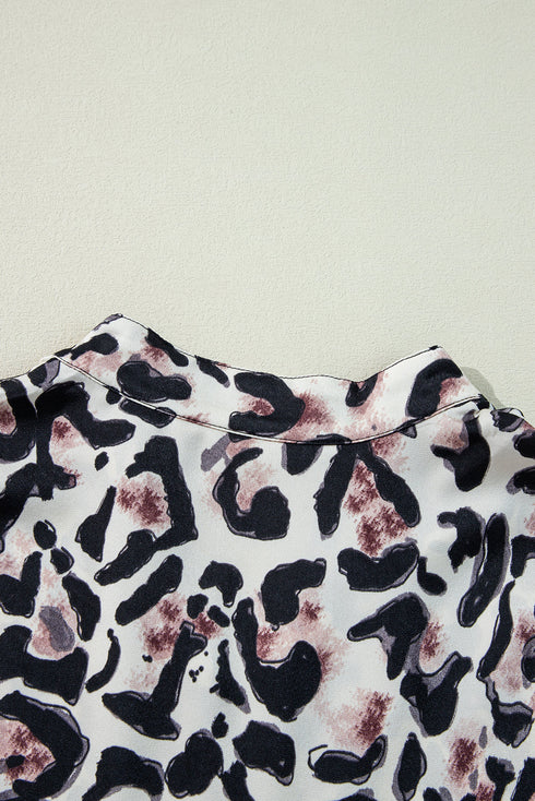 Leopard Print Western Button Front Tiered Mini Dress