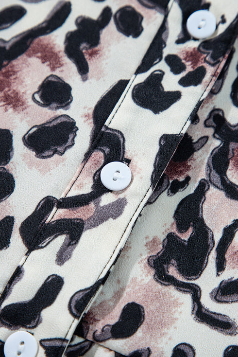 Leopard Print Western Button Front Tiered Mini Dress