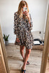 Leopard Print Western Button Front Tiered Mini Dress