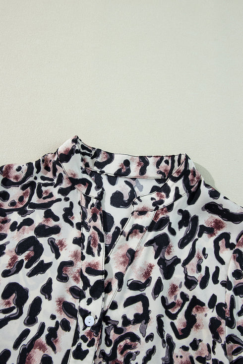 Leopard Print Western Button Front Tiered Mini Dress