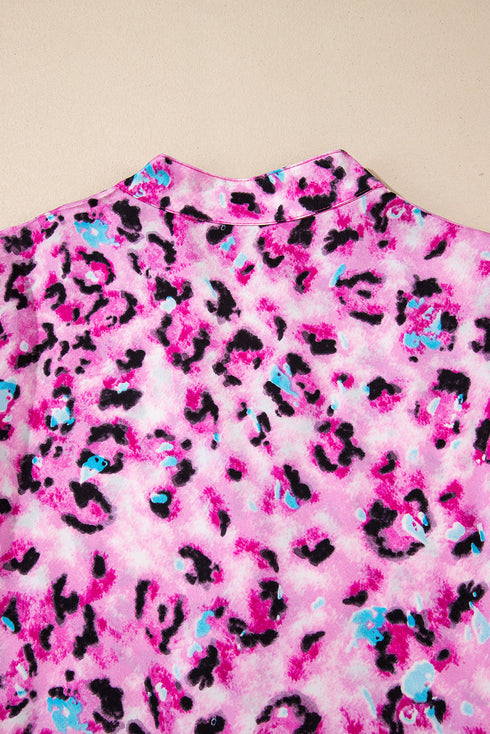 Leopard Print Western Button Front Tiered Mini Dress