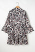 Leopard Print Western Button Front Tiered Mini Dress
