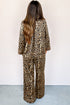Leopard Print Western Collared Wide Leg Pant Set