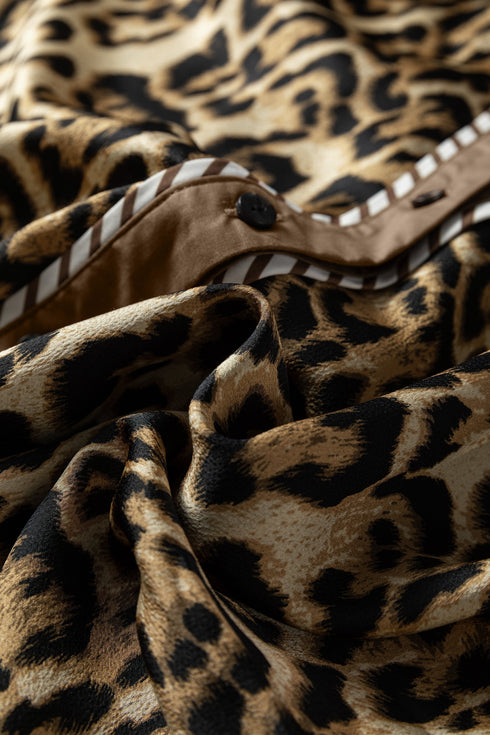 Leopard Print Western Collared Wide Leg Pant Set