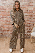 Leopard Print Western Collared Wide Leg Pant Set