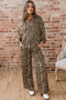 Leopard Print Western Collared Wide Leg Pant Set