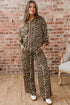 Leopard Print Western Collared Wide Leg Pant Set