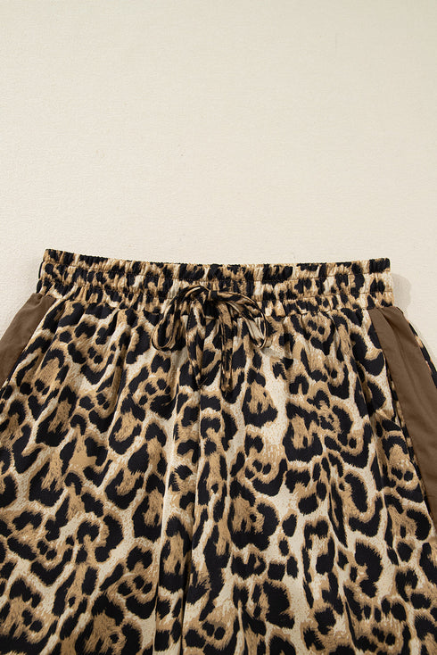 Leopard Print Western Collared Wide Leg Pant Set