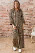 Leopard Print Western Collared Wide Leg Pant Set
